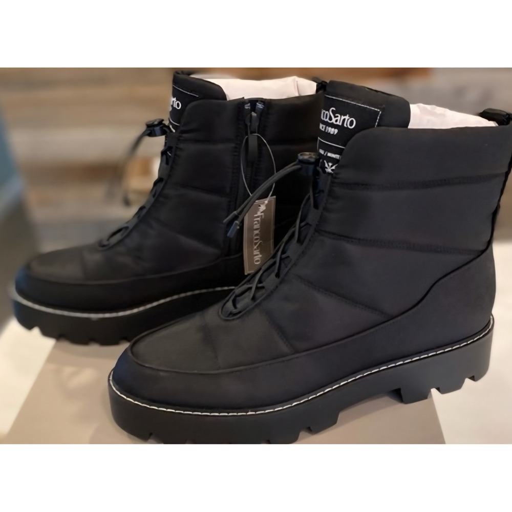 Franco Sarto Black Puffer Lace Up Side Zip Winter Boots Women Size 9 - Picture 2 of 6
